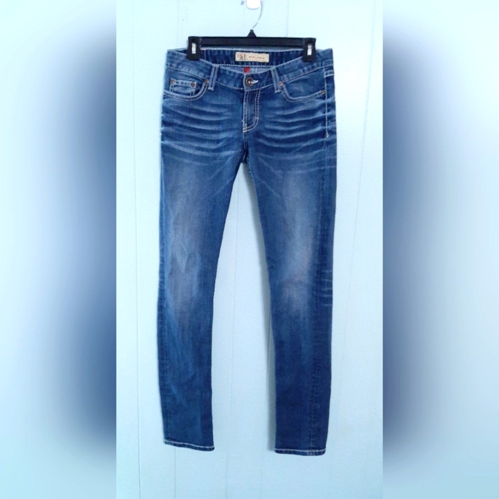 BKE Buckle Women's Sz 28 Stella Skinny Stretch Whiskered Denim Blue Jeans